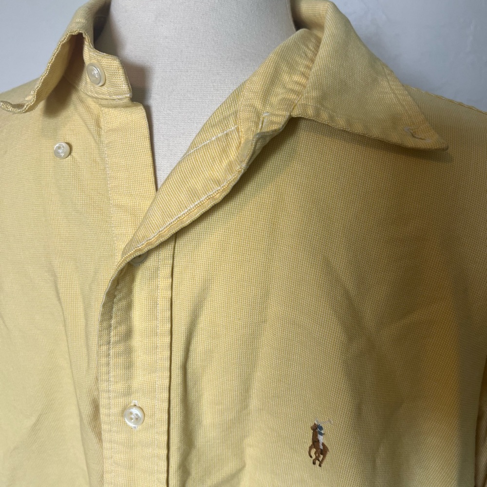 Ralph Lauren Men’s Yellow Button Down Blake Lightweight Casual Shirt Medium - Picture 4 of 7